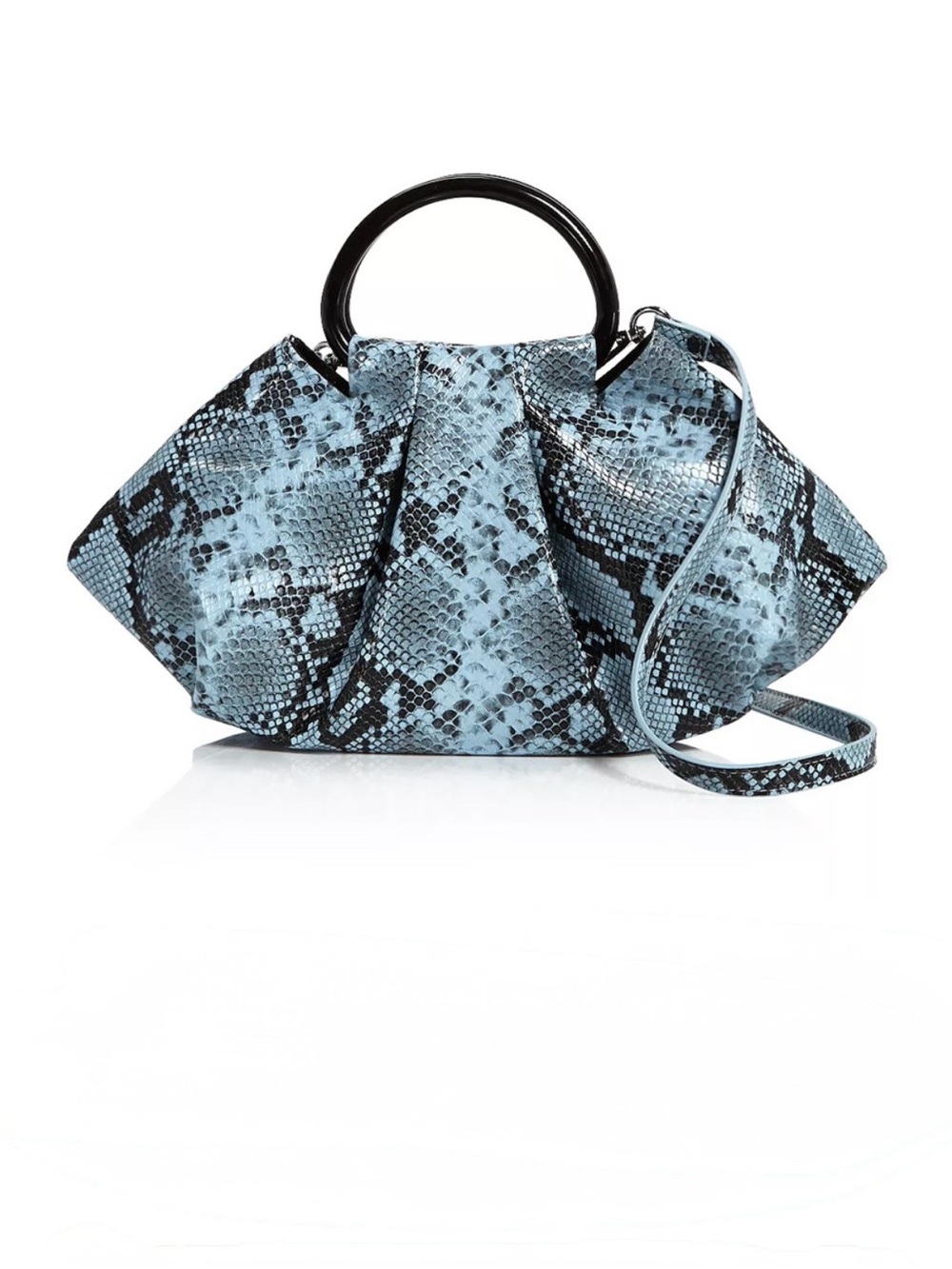 AQUA Python Print Handle Clutch Black Blue Silver